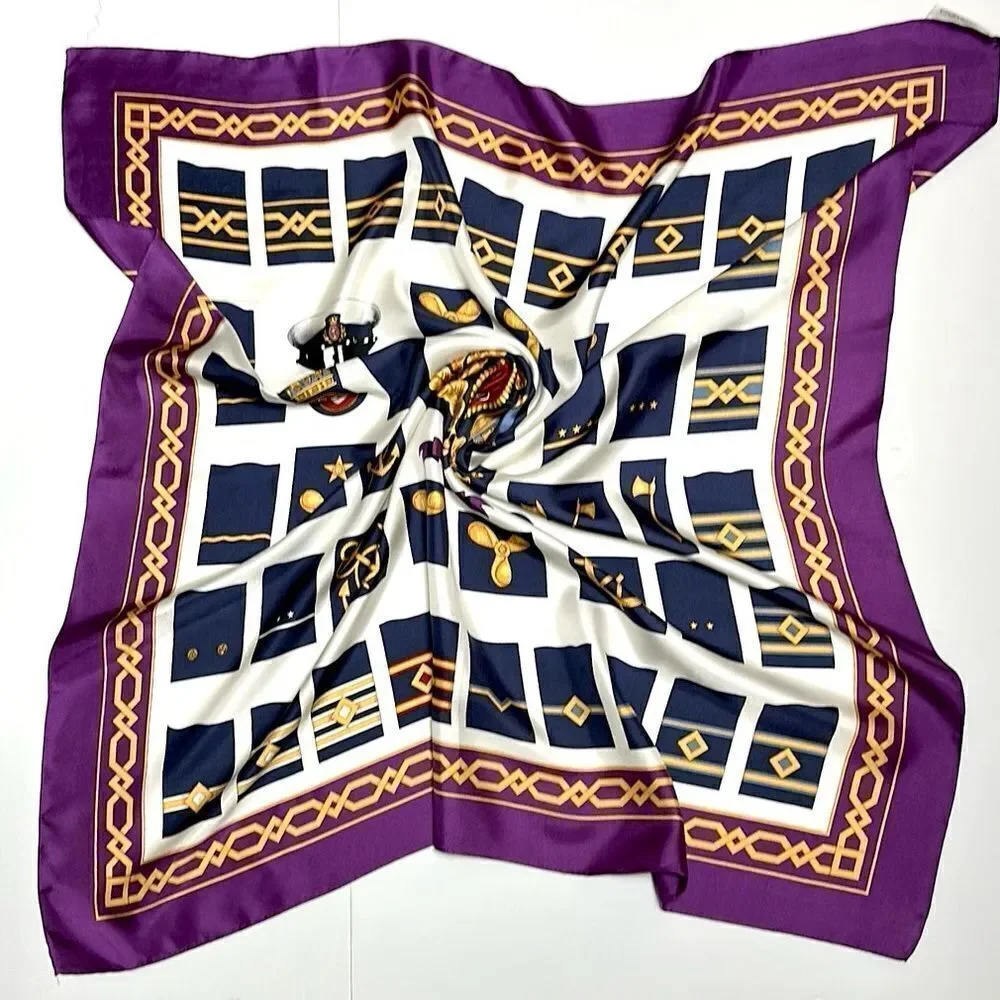 Calvin Klein Nautical Silk Scarf Vintage made in Japan 34x34 inches